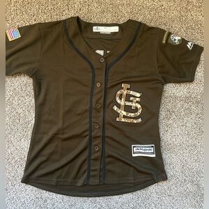 St. Louis Cardinals RARE Women's S Jersey Harrison Bader salute to service Camo